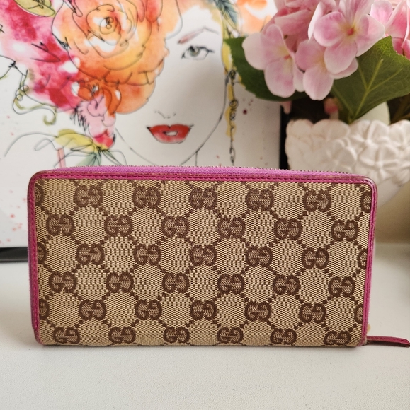 GUCCI GG Logo Canvas Zip Around Wallet - Picture 3 of 14